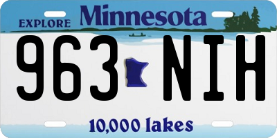 MN license plate 963NIH