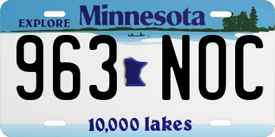 MN license plate 963NOC