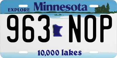 MN license plate 963NOP