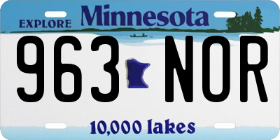 MN license plate 963NOR