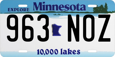 MN license plate 963NOZ