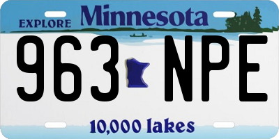 MN license plate 963NPE