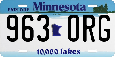 MN license plate 963ORG