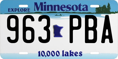 MN license plate 963PBA