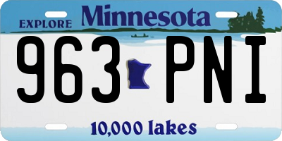 MN license plate 963PNI