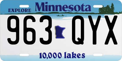 MN license plate 963QYX