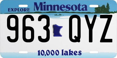 MN license plate 963QYZ