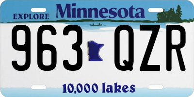 MN license plate 963QZR