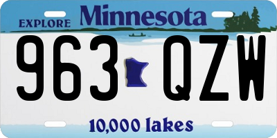 MN license plate 963QZW