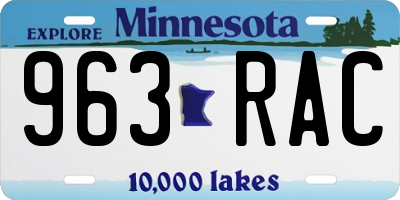 MN license plate 963RAC