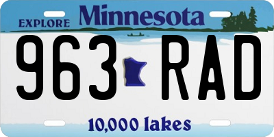 MN license plate 963RAD