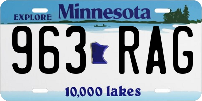 MN license plate 963RAG