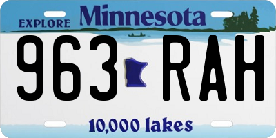 MN license plate 963RAH