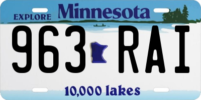 MN license plate 963RAI