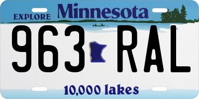 MN license plate 963RAL
