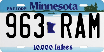 MN license plate 963RAM