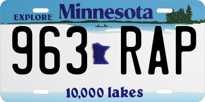MN license plate 963RAP