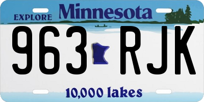 MN license plate 963RJK