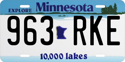 MN license plate 963RKE