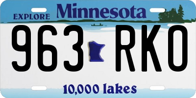 MN license plate 963RKO