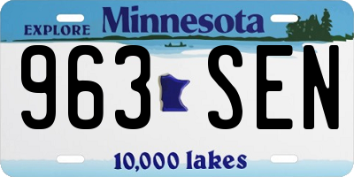 MN license plate 963SEN