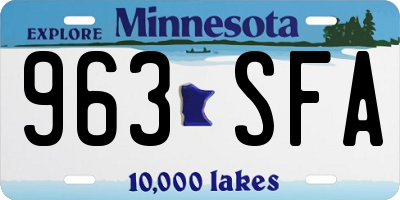 MN license plate 963SFA