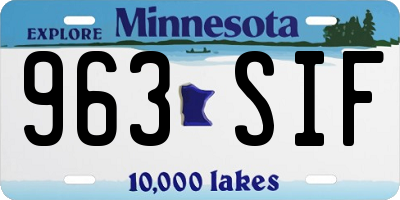 MN license plate 963SIF