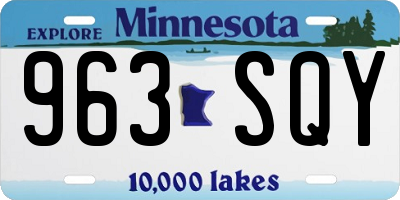 MN license plate 963SQY