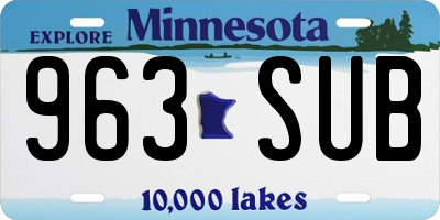 MN license plate 963SUB