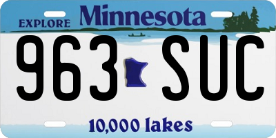 MN license plate 963SUC