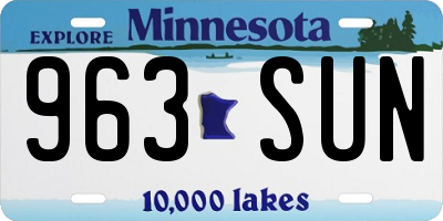 MN license plate 963SUN