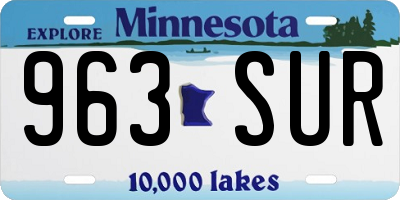 MN license plate 963SUR