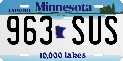 MN license plate 963SUS