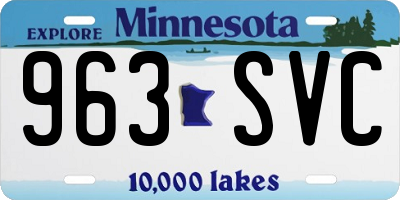MN license plate 963SVC