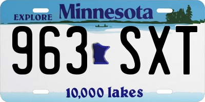 MN license plate 963SXT
