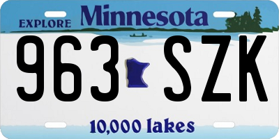 MN license plate 963SZK