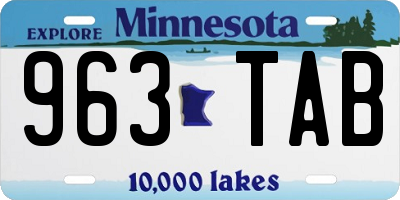 MN license plate 963TAB