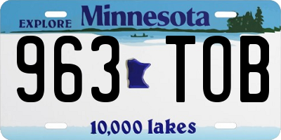 MN license plate 963TOB
