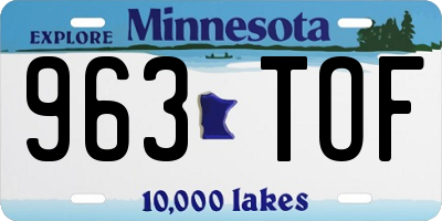 MN license plate 963TOF