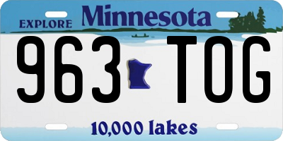 MN license plate 963TOG
