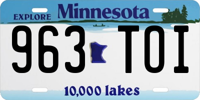 MN license plate 963TOI