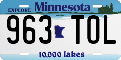 MN license plate 963TOL