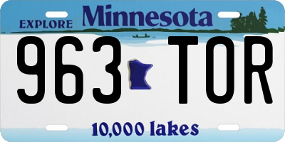 MN license plate 963TOR