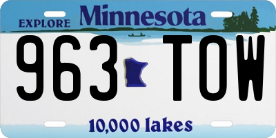 MN license plate 963TOW