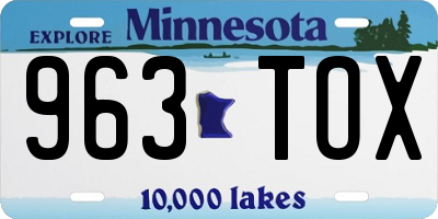 MN license plate 963TOX