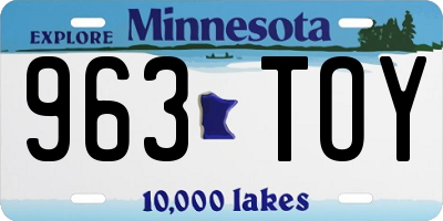 MN license plate 963TOY