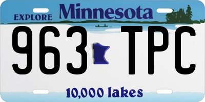 MN license plate 963TPC