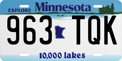 MN license plate 963TQK