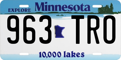 MN license plate 963TRO