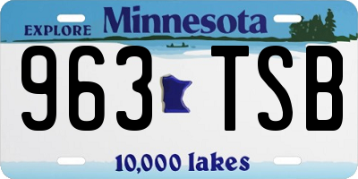 MN license plate 963TSB